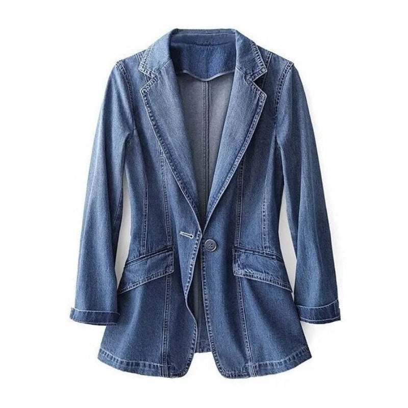 Stijlvolle moderne damesblazer, perfect voor een trendy casual look in herfst en lente.