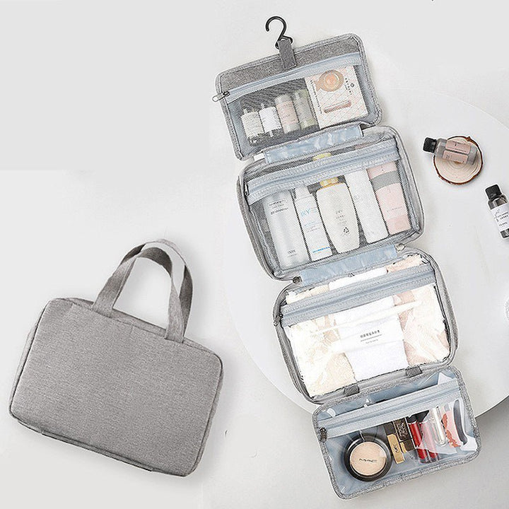 Essentiële reis organizer voor cosmetica, met slimme indeling en compact design.