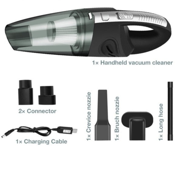 Lichtgewicht handstofzuiger reinigt moeiteloos kruimels van een keukentafel, onmisbaar voor het huishouden.