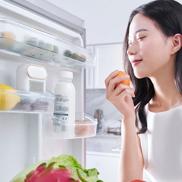 Huishoudelijke koelkast ontgeurder met ozon technologie voor optimale geurverwijdering en hygiëne.