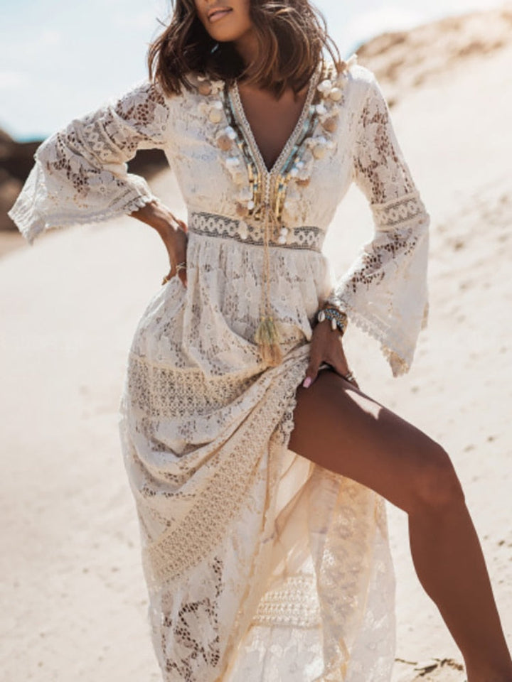 Elegante mouwloze abrikoos maxi jurk voor dames, perfect voor zomerse dagen. Comfortabel en stijlvol.