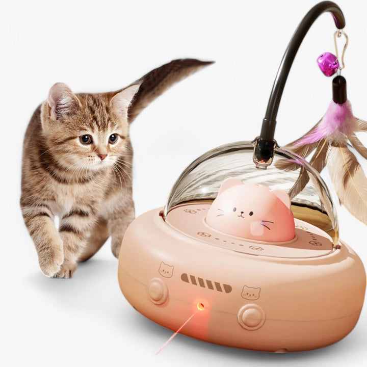 Interactief laser kattenspeelgoed, Nola met regenbooglicht. Perfect voor het prikkelen van het jachtinstinct van de kat.