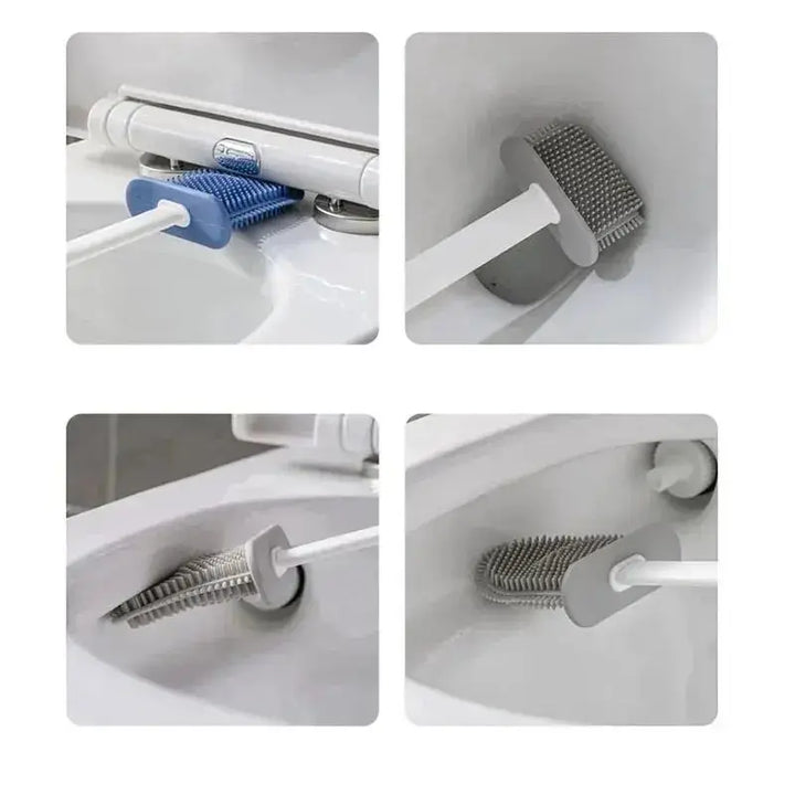 Complete badkameraccessoire: moderne wc-borstelset met hygiënische siliconen borstel en ruimtebesparende wandhouder.