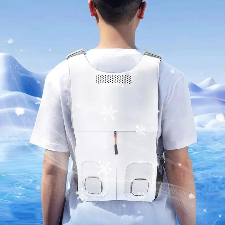 Comfortabel unisex koelvest met ventilatoren, zorgt voor verkoeling en welzijn bij hoge temperaturen.