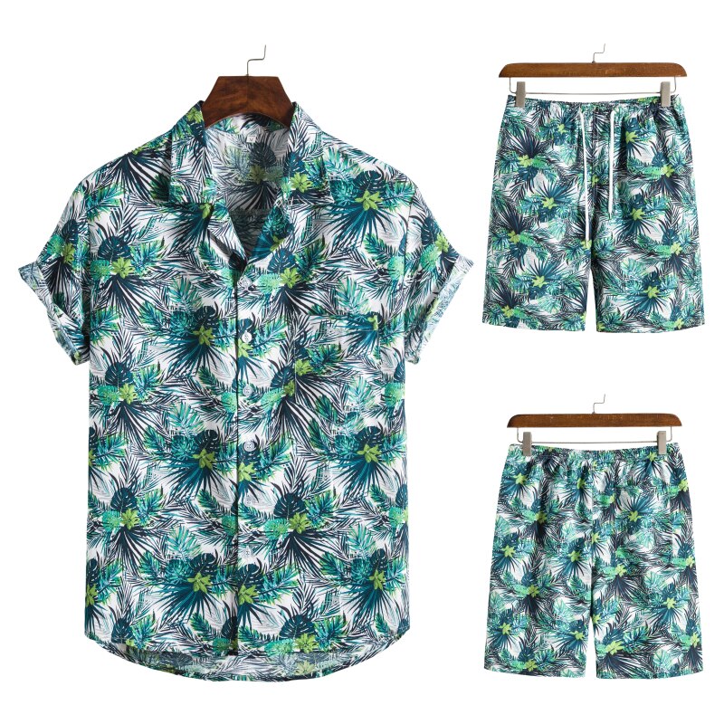 Vrolijke Hawaï set voor heren met tropische print, perfecte zomeroutfit voor strand & festival.