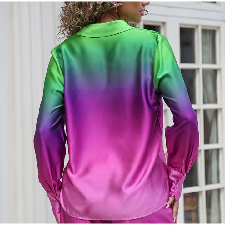 Dames ombre set, vrolijk en stijlvol, perfect als tweedelige vrijetijdskleding voorjaar/zomer.