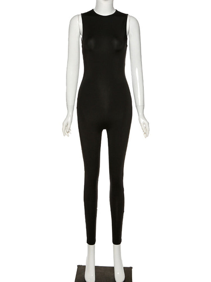 Dames sportjumpsuit met lange mouw; skinny pasvorm en stretch voor optimale prestaties en comfort.