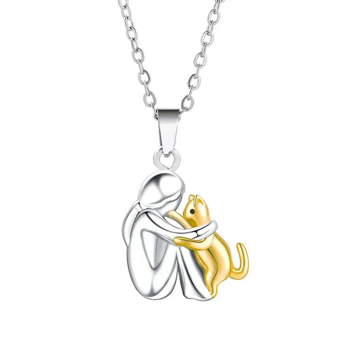 Stijlvolle roségouden unisex herdenkingshalsketting huisdier, elegant sieraad met liefdesband symbool.