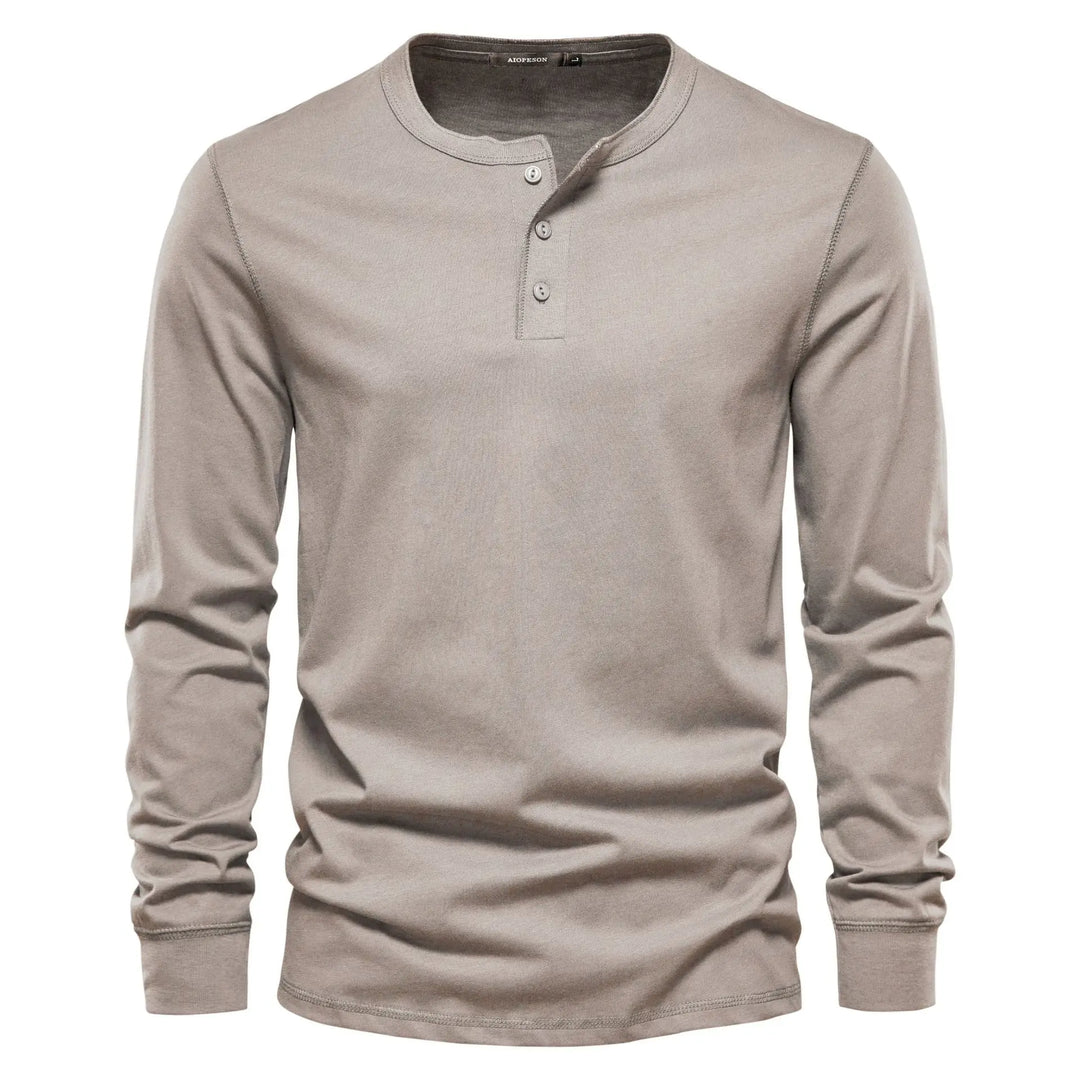 Mannen Henley T-shirt met lange mouwen, comfortabel en stijlvol basisshirt voor lente/zomer.