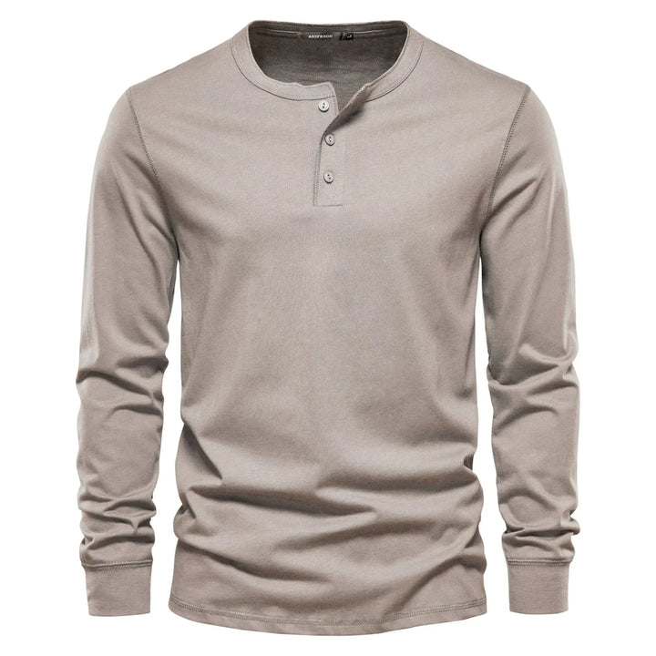 Mannen Henley T-shirt met lange mouwen, comfortabel en stijlvol basisshirt voor lente/zomer.