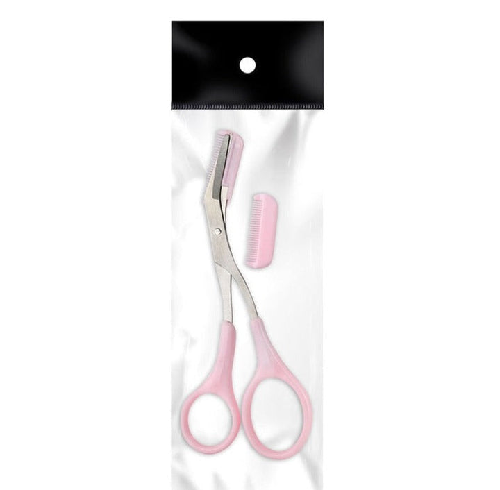 Compacte wenkbrauwschaar met kammetje voor dames, perfect voor dagelijkse wenkbrauwverzorging en styling.