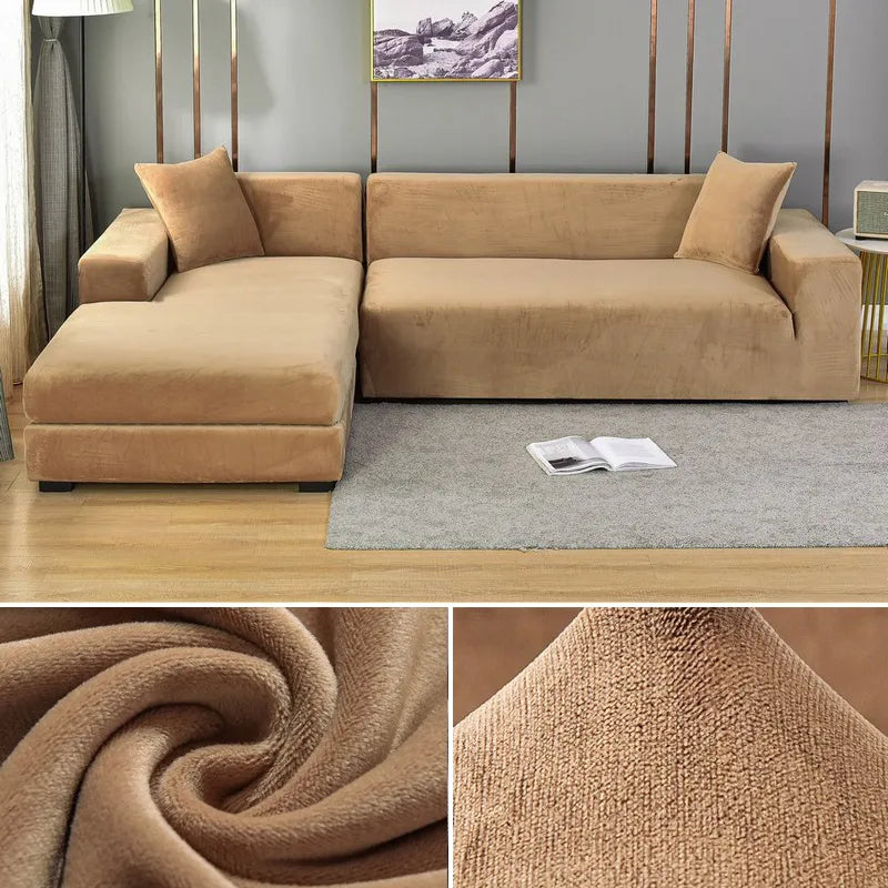 Modieuze sofa cover in diverse kleuren. Elastische beschermhoes vernieuwt je bank en past perfect in je woonkamer.