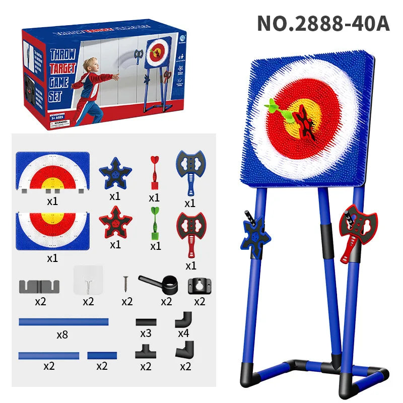 Zijkant van het magnetisch dartbord met standaard, compact en draagbaar speelgoed voor kinderen.