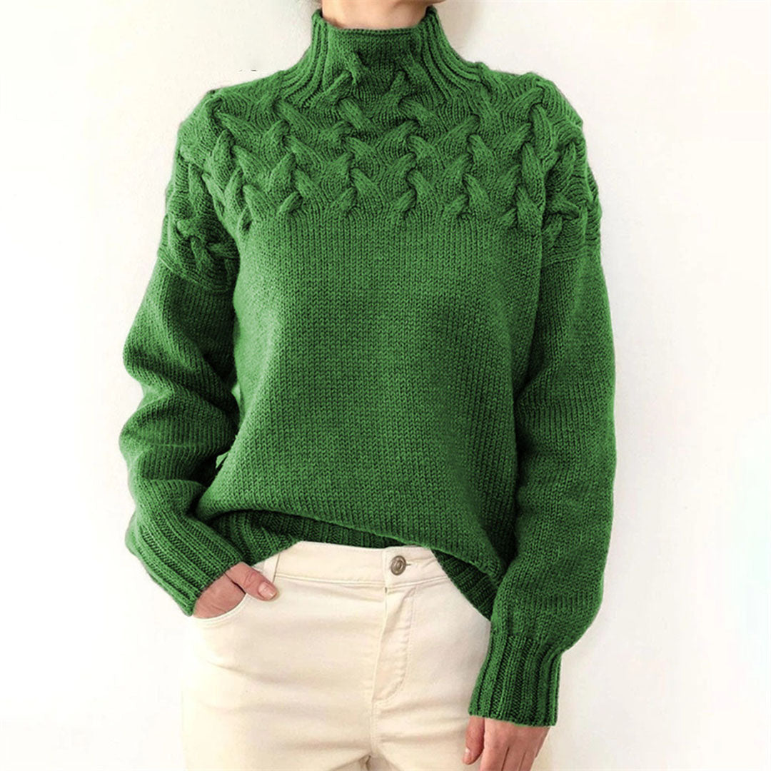 Modieuze herfsttrui voor dames, fijn gebreid met elegante col. Ideaal voor elke gelegenheid.