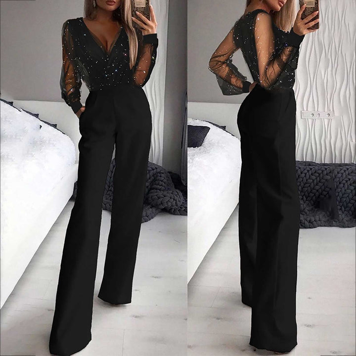 Zwarte elegante dames jumpsuit van Hoymans, perfect voor vrijetijd met comfort en stijl.