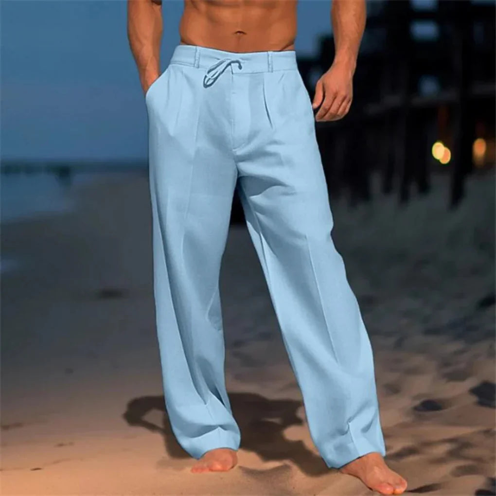 Stijlvolle heren casual linnen broek, perfect voor warme zomerdagen met zijn ademende stof.