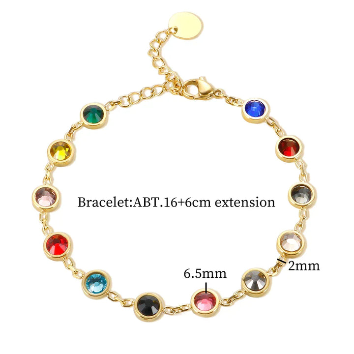 Modieuze dames bedelarmband met levendige regenboogkristallen. Verstelbaar en een trendy accessoire voor vrouwen.