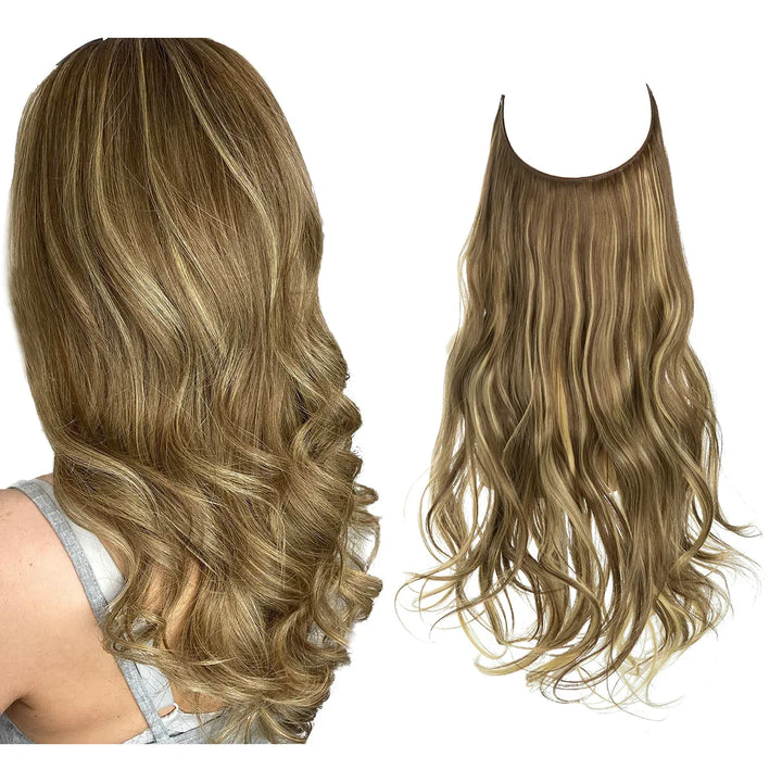 Blonde dames haar extensions voor direct volume en lengte, perfecte haartransformatie.