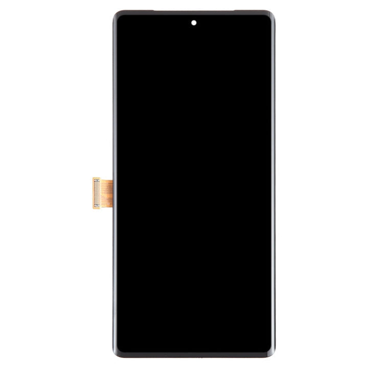 Levendig OLED display voor Google Pixel 7 Pro, met frame en tools voor professionele schermvervanging.