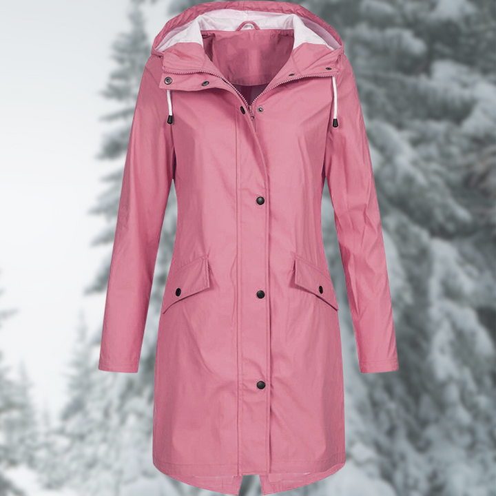 Comfortabele lange waterdichte regenjas voor dames, perfecte weerbestendige buitenkleding. Ideaal voor alle seizoenen.