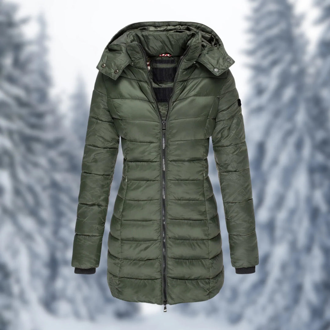 Ademende waterdichte dames winterjas, houdt je warm en droog tijdens de koude wintermaanden.