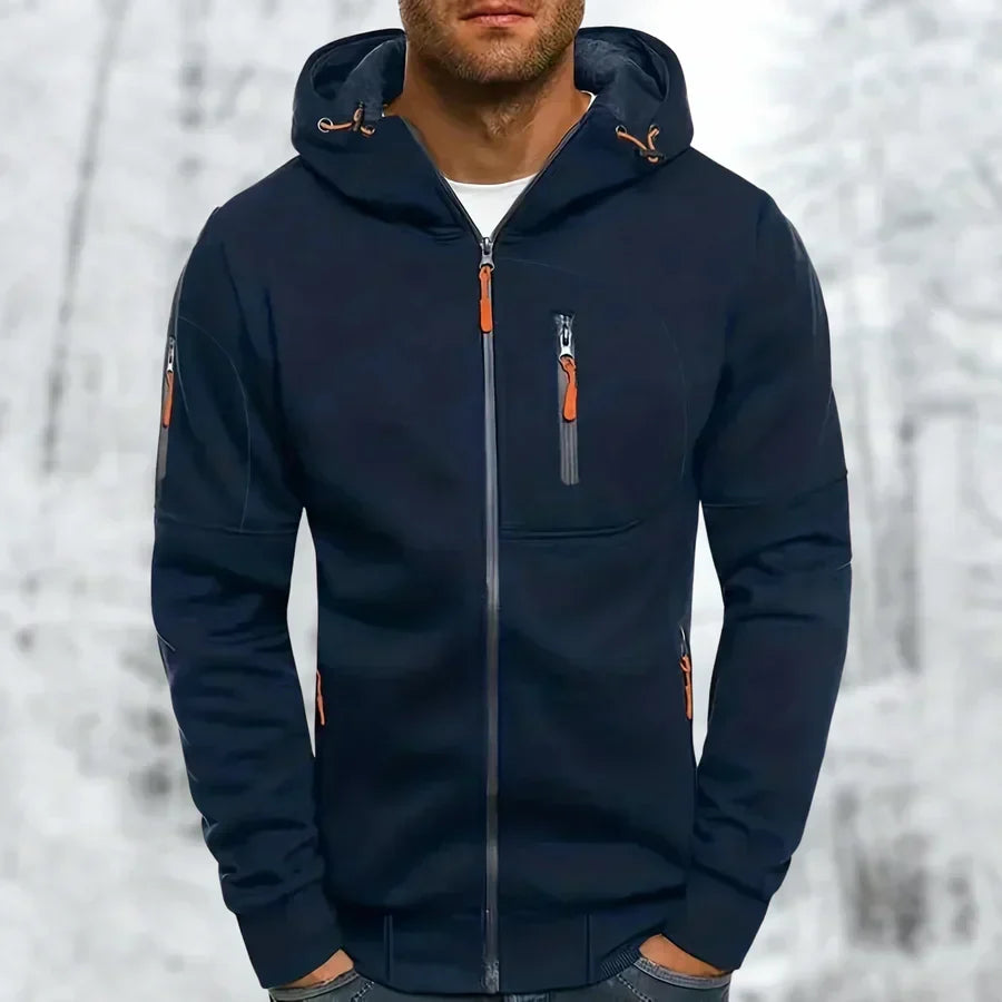 Stijlvolle MetroFlex heren hoodie met ritssluiting en capuchon. Comfortabele casual trui voor herenkleding.