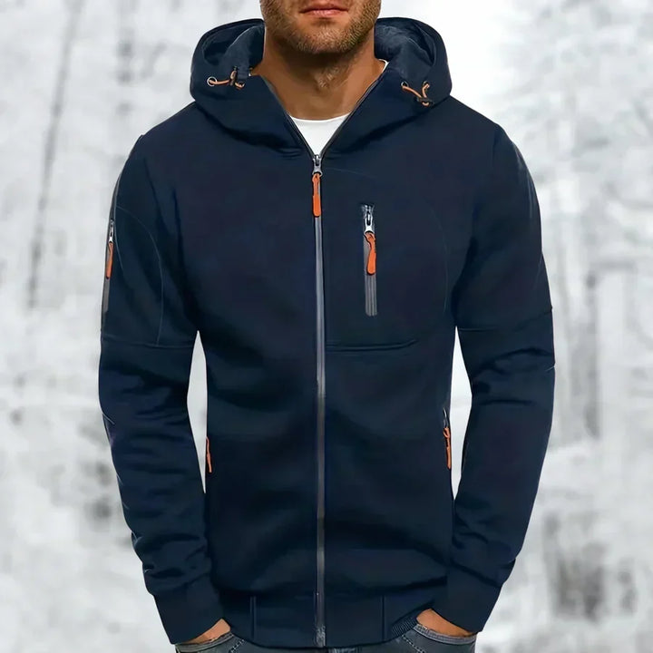 Stijlvolle MetroFlex heren hoodie met ritssluiting en capuchon. Comfortabele casual trui voor herenkleding.