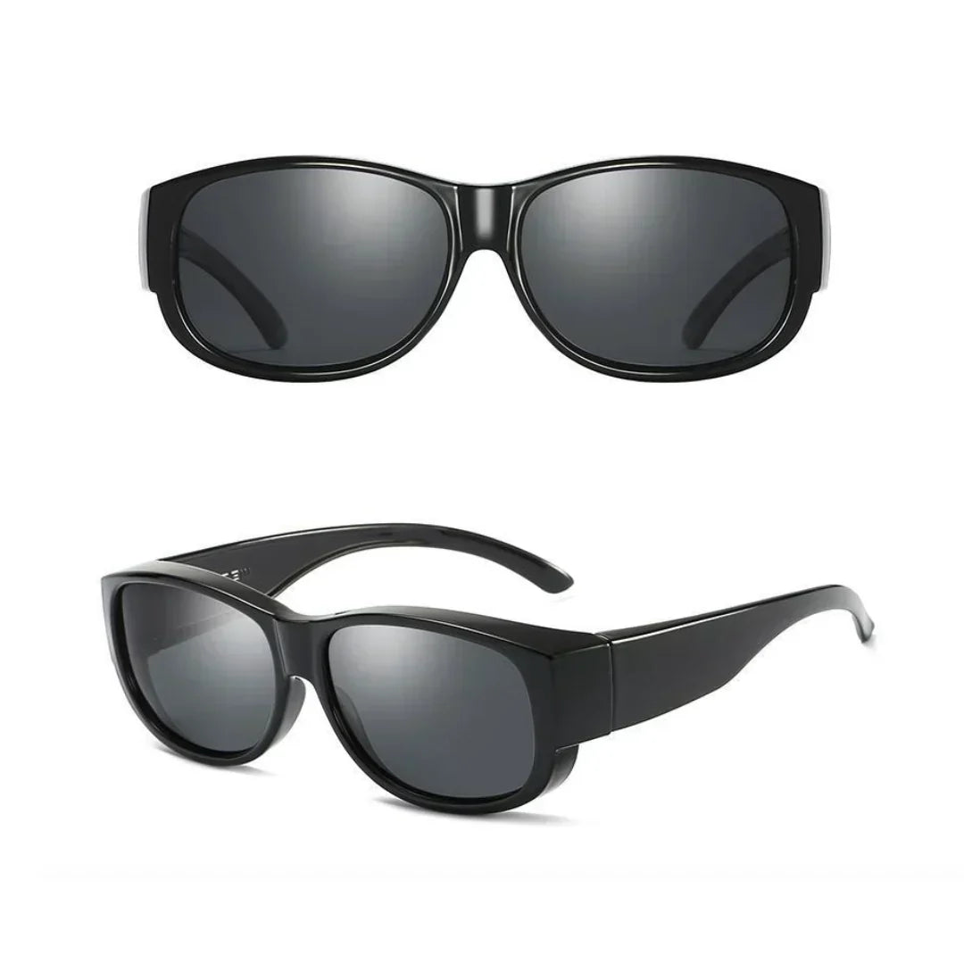 Comfortabele unisex fit-over zonnebril voor brillen. Stijlvol design met UV400 bescherming voor zomer en outdoor.
