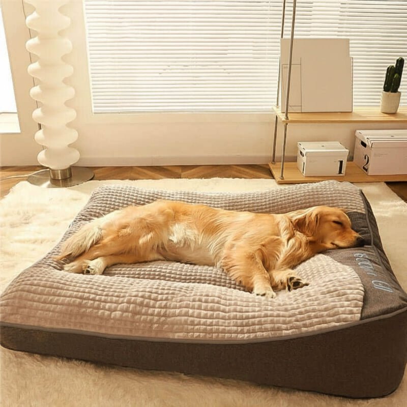 Luxe lounge hondenbed voor grote honden, machinewasbaar en duurzaam voor binnen.
