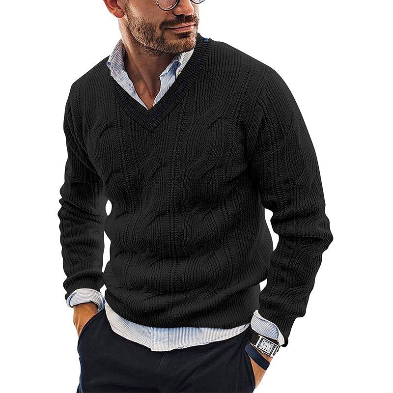 Heren sweater met V-hals, ideaal voor winter, warm en comfortabel. Stijlvolle gebreide trui voor elke man.