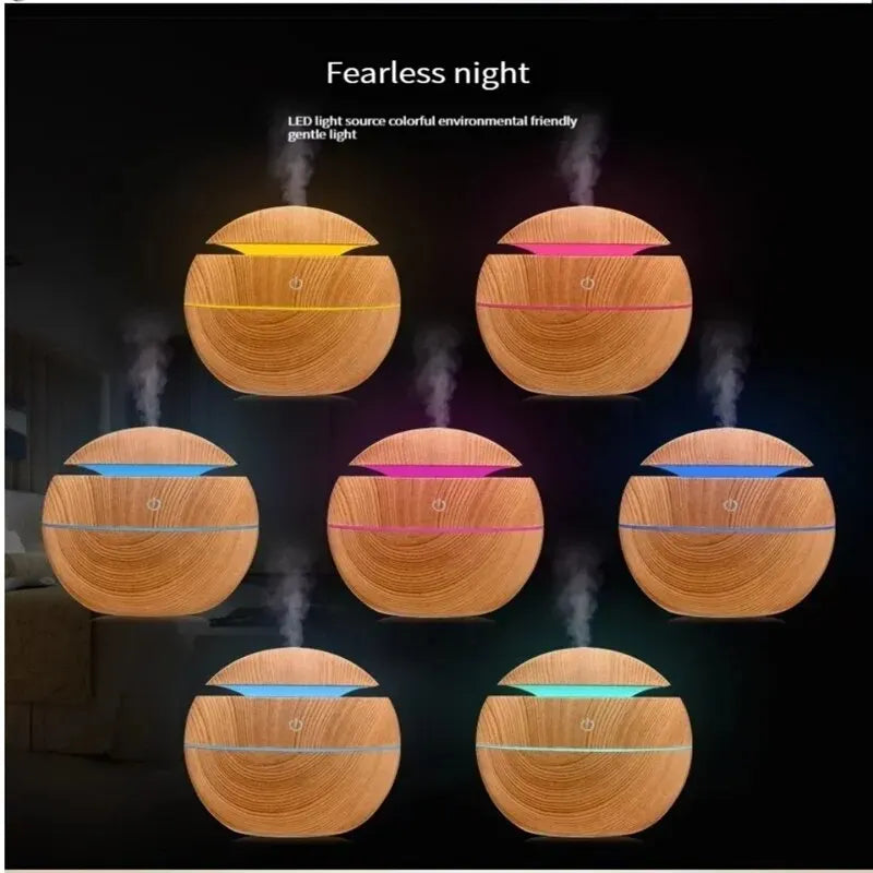 Stille USB luchtbevochtiger en aromadiffuser 130ml, creëert een aangename sfeer met LED-licht.