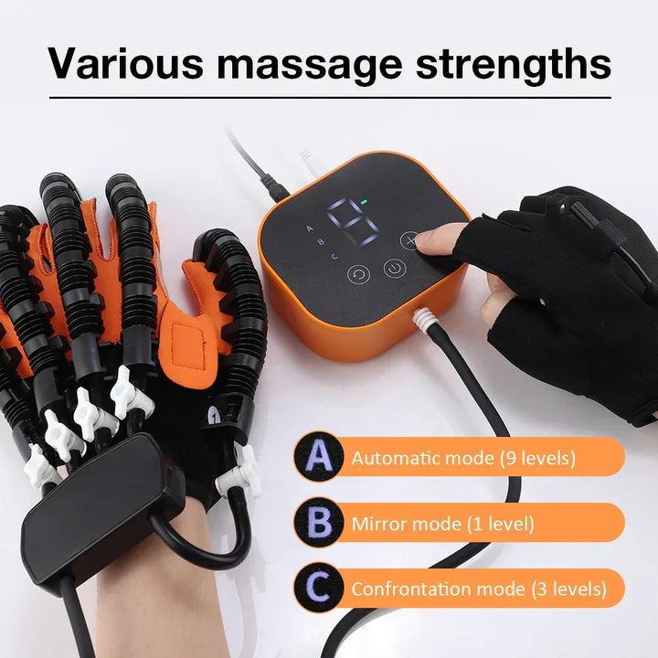 Unisex medisch hulpmiddel: elektrische revalidatiehandschoen voor thuis fysiotherapie, handherstel, beroerteherstel & spasticiteitsvermindering.