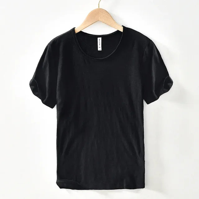Stijlvol casual heren T-shirt, retro model, met ruwe rand voor een unieke twist.