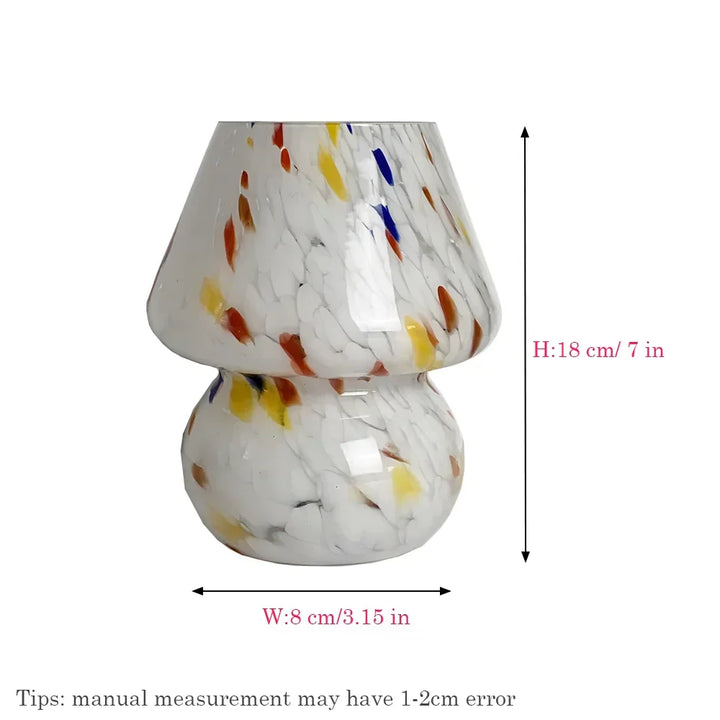 Esthetische glazen paddenstoellamp met modern design, ideaal als decoratieve tafellamp voor uw woondecoratie.
