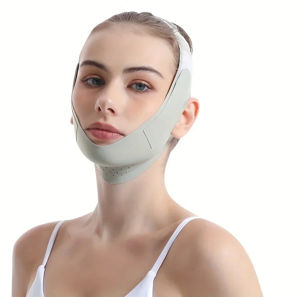 Verstevigingsband voor strakke kaaklijn en kincontour, V-Lift technologie voor anti-aging en gezichtsverzorging.