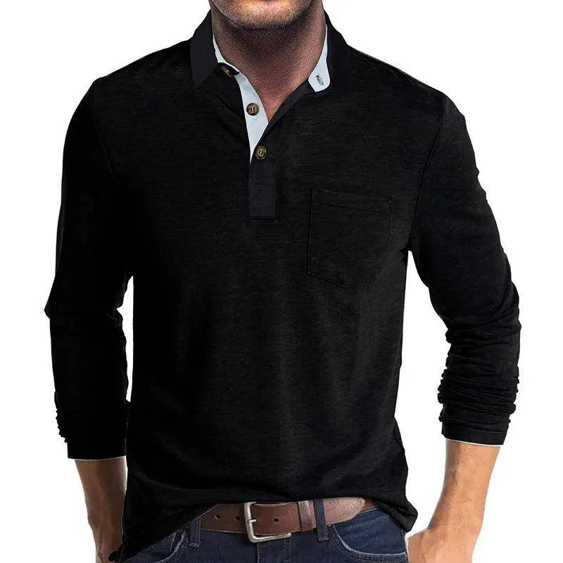 Heren polo met lange mouwen, ademend en veelzijdig voor dagelijks comfort.