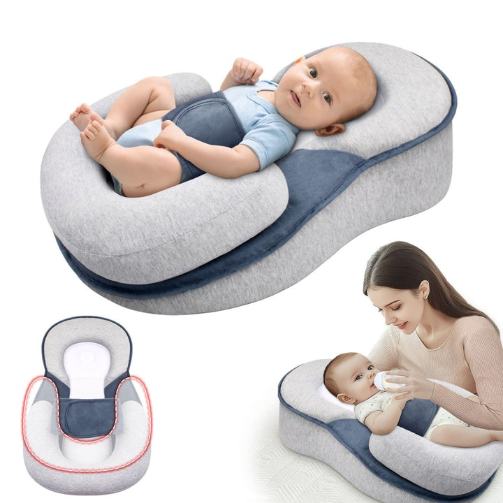 Veilig baby slaapkussen met ergonomische ondersteuning voor pasgeborenen. Voorkomt hoofdvervorming.