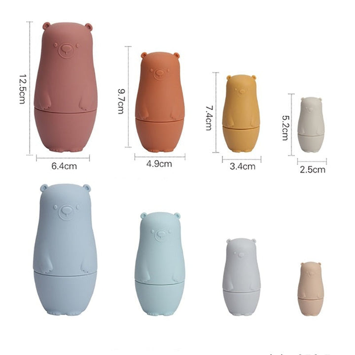 Perfect cadeau: educatieve siliconen stapelpoppetjes voor ruimtelijk inzicht en motoriek.