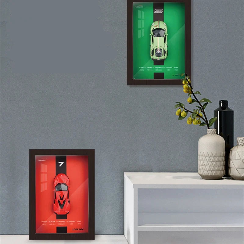 Luxe ingelijst 3D automodel; uniek cadeau voor autoliefhebbers. Stijlvolle muurdecoratie in elk interieur.