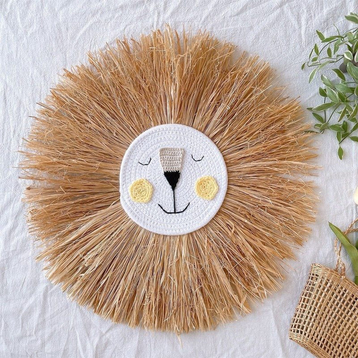 Handgemaakte rotan wanddecoratie dieren set voor babykamer en kinderkamer; speels en uniek interieur.