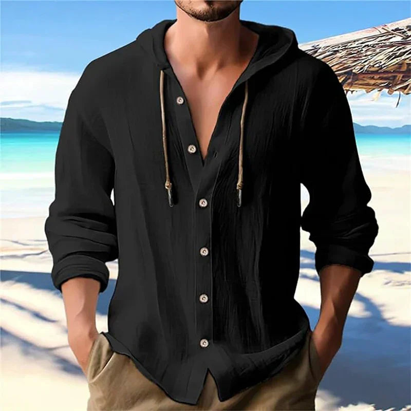 Ademend heren shirt met capuchon voor de zomer, lichtgewicht en sneldrogend, perfect voor actieve vrijetijd.