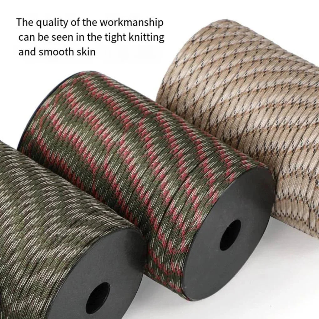 Hoogwaardig 9-kern militair survival paracord touw van 100m voor outdoor, kamperen en nooduitrusting.