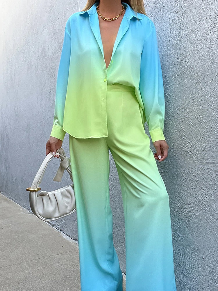 Trendy dames ombre set, elegant en comfortabel, een must-have voor elke garderobe.