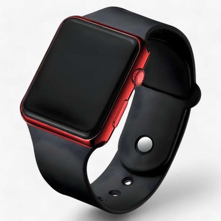 Dagelijks elegant en tijdloos: unisex digitaal horloge Leo met sportieve siliconen band en vierkante kast. Comfortabel.