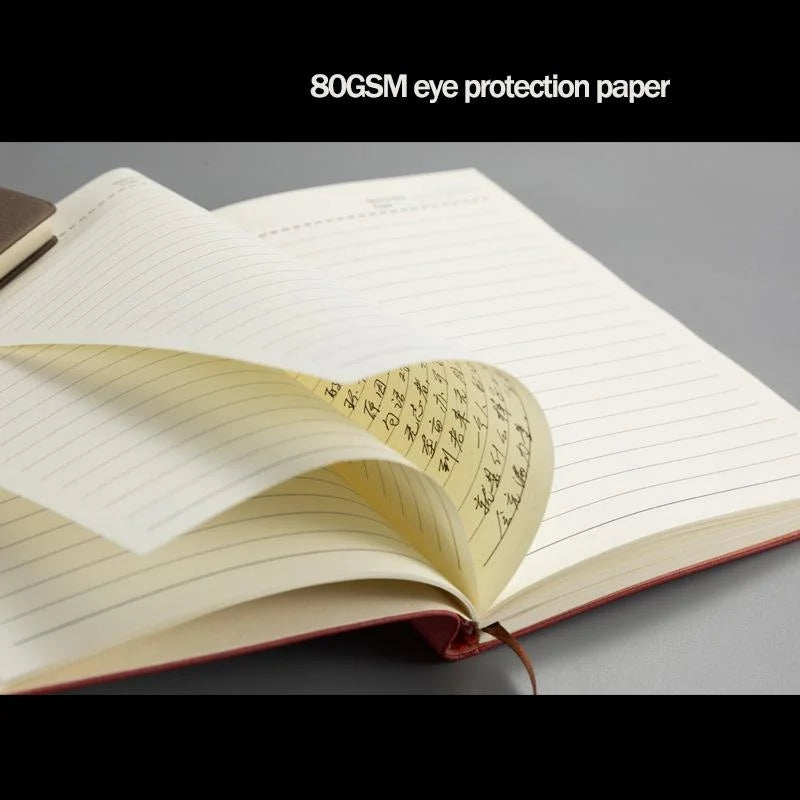 Open A5 notitieboek met schapenvachtlook, perfect voor aantekeningen, planning of als persoonlijk dagboek op je bureau.