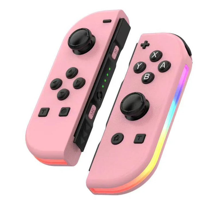 Draadloze LED gaming controller voor Nintendo Switch met unieke kleuren en RGB verlichting.