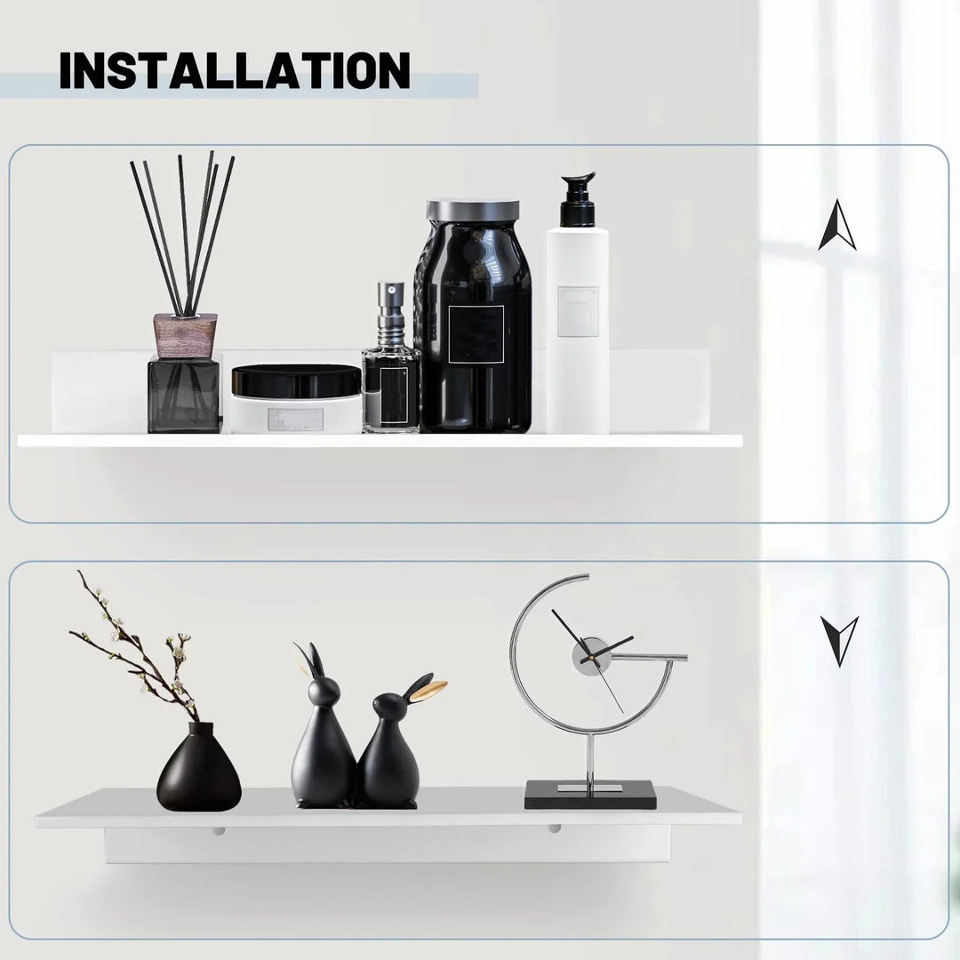 Zwevende metalen muurplank 50 cm voor keuken, badkamer of slaapkamer. Strak design, ideaal voor decoratie.