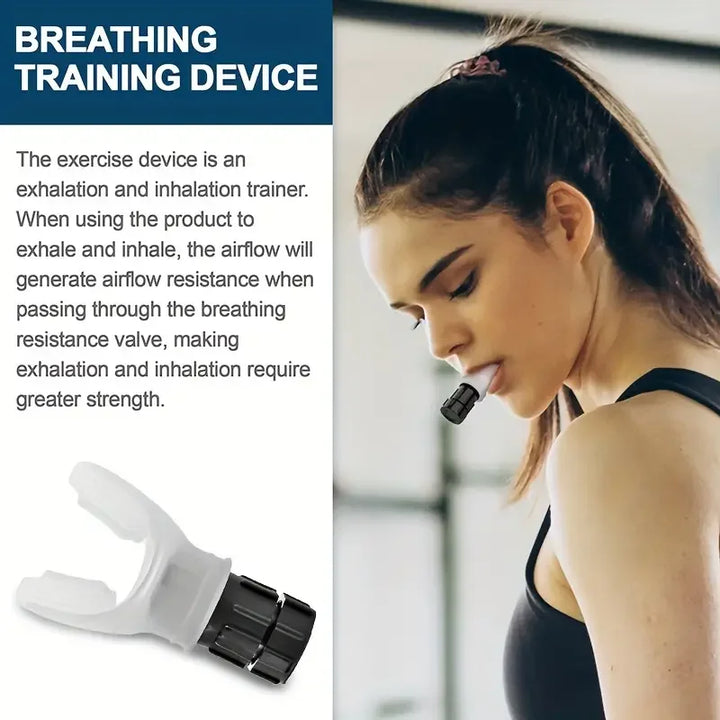 Close-up van de BreatheFit ademhalingstrainer, compact en effectief voor ademhalingsoefeningen en welzijn.