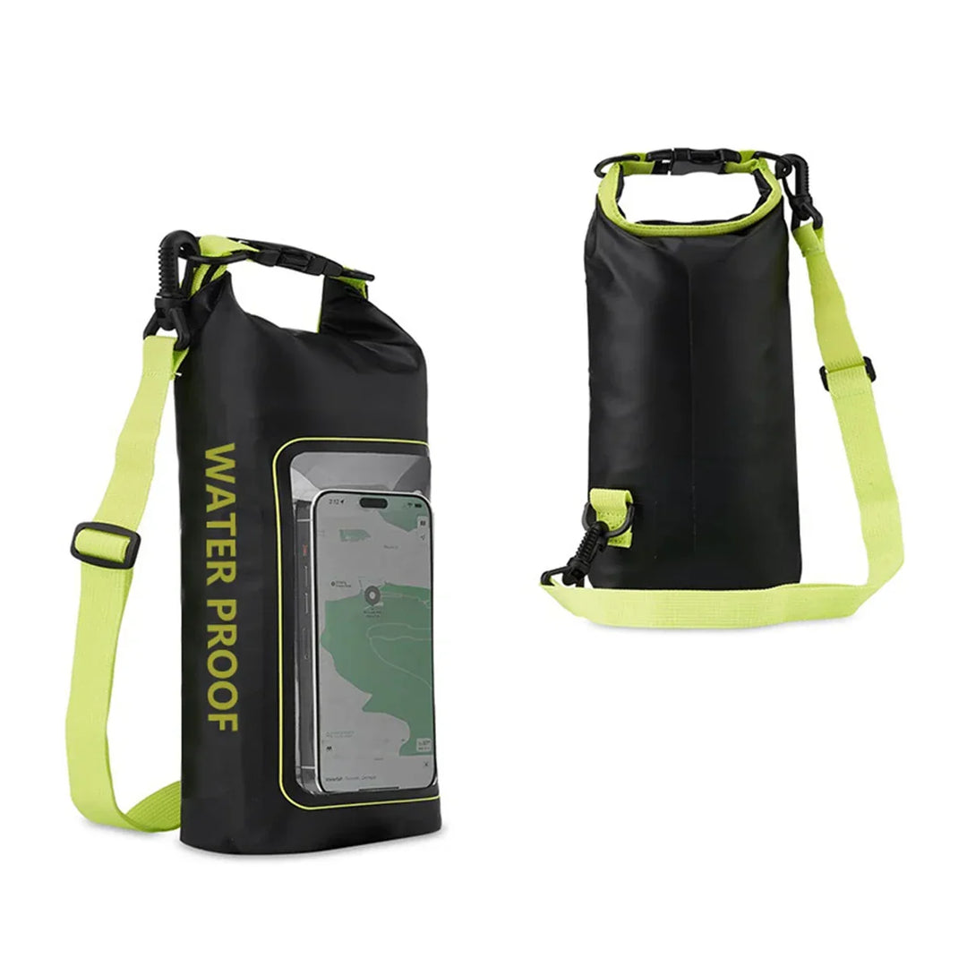 Veilige dry bag 2L met touchscreen, onmisbaar voor kajakken, suppen en andere watersporten.