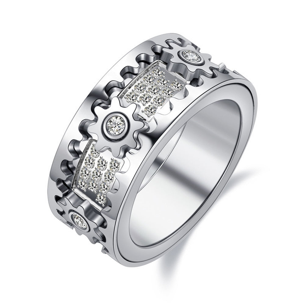 Unisex draairing Spinfinity in zilver, een kalmerende spinningsring die helpt bij focus en stressvermindering.